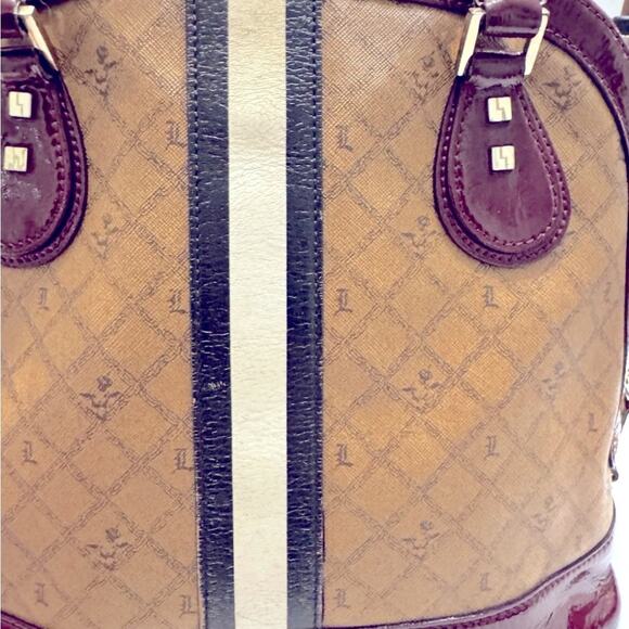 Vintage L.A.M.B. by Gwen Stefani LIPSTICK Satchel Leather Bowler Handbag - Picture 3 of 11